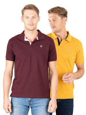Lux Cozi Men's Super Combed Cotton Solid Regular Fit Polo  T-Shirt for Men | Pack of 2 |