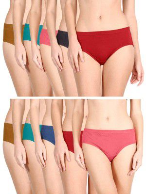 Lux Cozi Womens Plain Pack of 10 Hipsters Panty