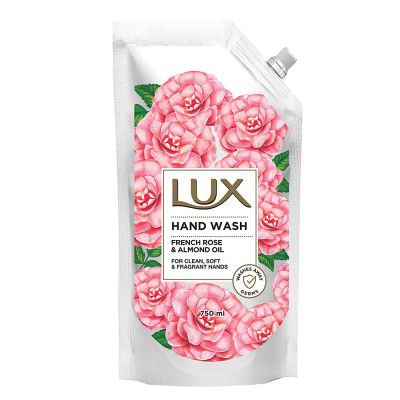Lux Handwash with French Rose & Almond Oil For Clean, Soft & Fregrant Hands Refill Pouch, 675 ml