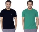 Lux Nitro Pack of 2 Men Solid Round Neck Pure Cotton Multicolor T-Shirt...