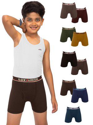 LUX PARKER 100% Cotton Trunk Outer Elastic Underwear for Boy's | Pack of 10