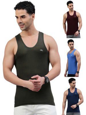 LUX PARKER Men's Cotton Sleeveless Round Neck Regular Fit Vest | Pack of 4