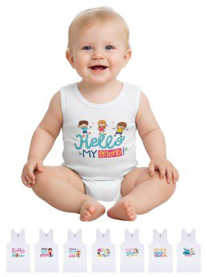 LUX PARKER Unisex Baby Regular Fit Vest Cotton Sleeveless for Boys and Girls Sando Baniyan Combo | Print May Vary