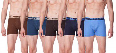 LUX VENUS Mens Pack of 5 Plain Boxers (Colors May Vary)