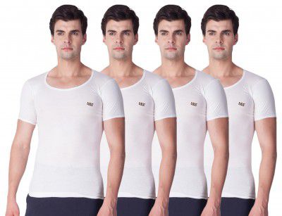 LUX VENUS Super Combed Cotton Rib Round Neck Half Sleeve Vest (Pack OF 5 )