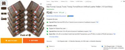 LUXIQE  Men Formal, Casual, Travel, Trendy, Formal Brown Artificial Leather Wallet  (10 Card Slots)