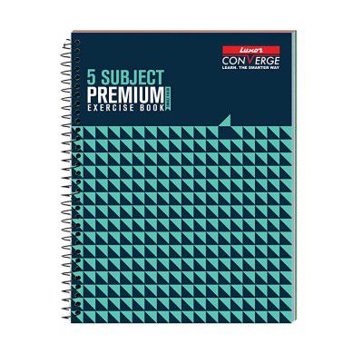 Luxor 5 Subject Spiral Premium Exercise Notebook, Single Ruled - (20.3cm x 26.7cm), 250 Pages