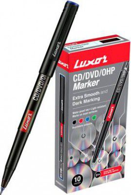LUXOR Blue CD/DVD/OHP Marker (Set of 10, Blue)
