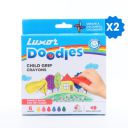 Luxor Doodles Child Grip Plastic Crayons 6's, Pack of 2...