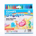 Luxor Doodles Extra Long Wax Crayons - Bonus Glitter Silver Crayon - Smooth Coloring Experience for Kids...