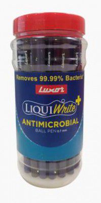 LUXOR Liquiwrite+ Antimicrobial Ball Pen (Pack of 25 Blue)