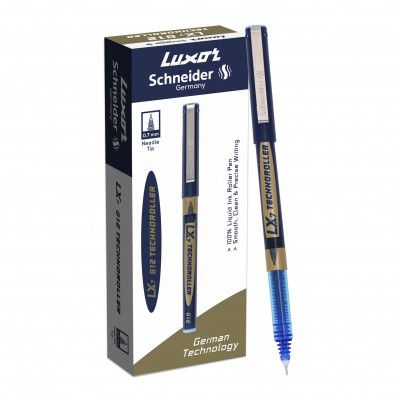 Luxor Schneider LX 812 Technoroller|100% Liquid Ink Roller Pen|Pack of 12-Black