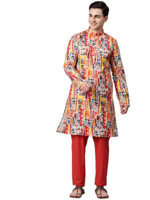 Luxrio Kurta for Men Cotton Blend Printed Regular Fit