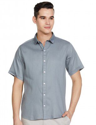 Luxrio Men's Solid Slim Fit Half Sleeves Cotton Casual Shirt