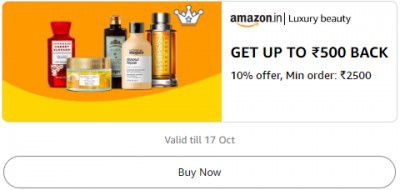 Luxury beauty: Get 10% up to ₹500 Back Min order ₹2500