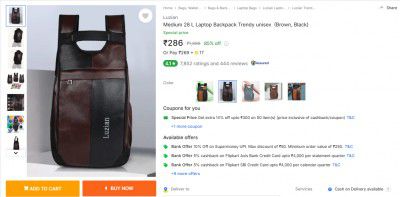Luzian Medium 28 L Laptop Backpack Trendy Unisex (Leather)
