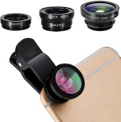 LUZWE 3in1 Lens Kit for Mobile Phone 0.67X-Wide Angle 180-Degree Fish Eye 