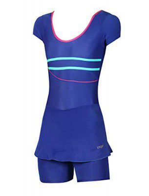 LYCOT - Girls Half Sleeve A-Line Top + Cycling Shot Pattern Swimwear