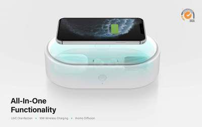 LYFRO Air Capsule UVC Disinfection Sanitiser Box with 10W Qi Fast Wireless Charger for Smartphone