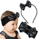 LYKAA Satin Bow Headband and Elastic Hair Band Set for Girls and Toddlers – 2-Piece...