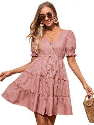 Lymio Dresses for Women Pink Color Women Dress (546)