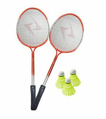 Lyzoo Double Shaft Badminton Racquet Air Tube Aluminium Shaft with 3pc Nylon Shuttle Cork, Soft Grip, Light Weight, Strung Badminton Racquet, (Pack of 5) | Gym Equipment for Home Gym Workout