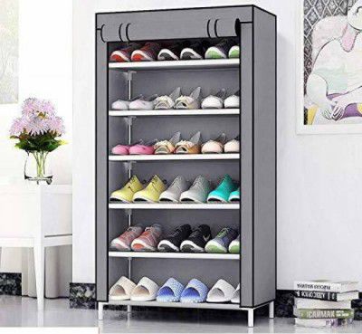 Lyzoo NextGEN Home Creative 6 layer collapsible shoe rack GREY Plastic Shoe Stand  (6 Shelves, DIY(Do-It-Yourself))