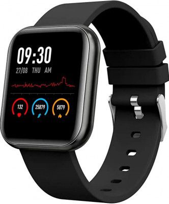 M i Smart Watch ID116 Plus New Version Bluetooth Smart Fitness Band Watch with Heart Rate Activity Tracker Waterproof Body- Blood Pressure Touchscreen for Men/Women - Black
