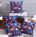 M K Enterprise Gothic Camel Blue Abstract Silk 12x12 Inches (Set of 4) Cushion...