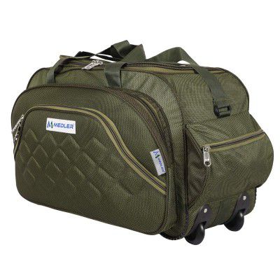 M MEDLER Duffle_PRO Nylon 55 litres Waterproof Strolley Duffle Bag- 2 Wheels - Luggage Bag - (Green)