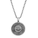 M Men Style Quran Aayat Al Kursi Prayer Allah Muslim Silver Stainless Steel Pendant Necklace Chain For Men And Women SPn2022531...