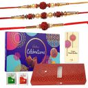 Maalpani Rakhi Chocolate Combo - Celebration - Set of 3 Rudraksh Rakhi for Brother Small Multicolor...