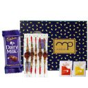 Maalpani Set of Five Natural Rudraksh rakhis and Chocolate for Brother - Buy Rakhis Chocolates...