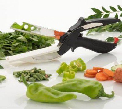 MACARIZE 2 in 1 JAPAN design Kitchen Steel All-Purpose Scissor (Black, Pack of 1)