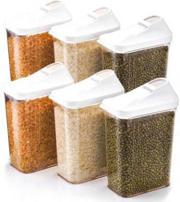 MACARIZE Plastic Grocery Container - 750 ml (Pack of 6, White)