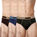 Macho Spoto Men's Solid Pure Cotton Brief Pack of 3...
