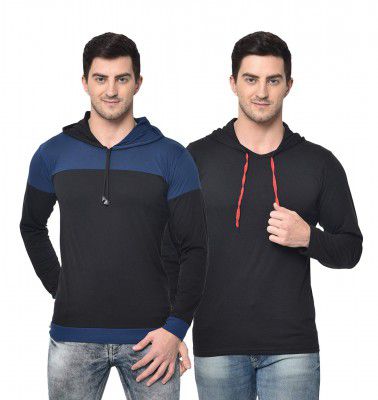 Mack Jonney Cotton Blended Fullsleeve Hoodied Regular Fit Tshirt for Men(Pack of 2)-T_11_0002-P