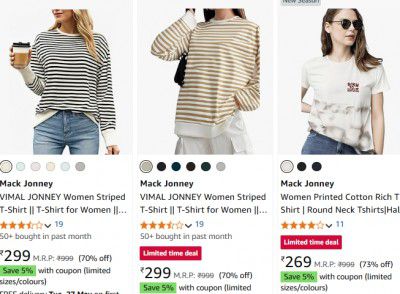 Upto 77% OFF | Mack Jonney Women's Starts At Rs 229