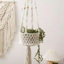 Macrame Cotton Boho Plant Hanger Rope Flower Pot Holder for Indoor Outdoor Balcony Gardening, Pack of 1 Natural Off White...