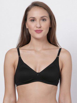 Macrowoman Women Cotton Seamless Bra (Black_30B)
