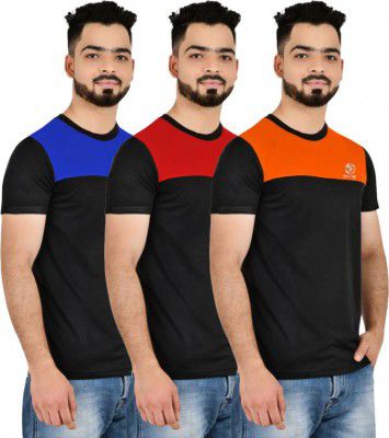 Madfrog Men Solid Round Neck T-shirt Polyester Multicolor Pack of 3