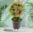 Madhabi Artificial Flower Plant with Pot | Faux Potted Greenery with Pink Flowers for Tabletop...