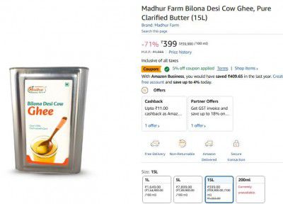 Madhur Farm Bilona Desi Cow Ghee (15L)