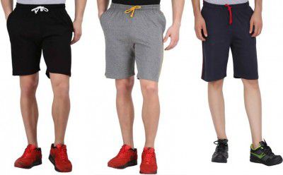 MADMAN  Pack of 3 Solid Men Multicolor Basic Shorts