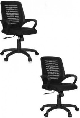 MAESTRO Comfortable Office Chair with Adjustable Height Chair Fabric Arm Chair (Black, Set of 2, DIY(Do-It-Yourself))