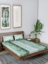 MAFATLALGreen & White Floral 186 TC King Bedsheet with 2 Pillow Covers...