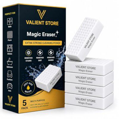 Magic Eraser Cleaning Sponge for Walls, Kitchen & Bathroom - Multi-Surface EVA Foam Scrubber Removes Tough Stains, Marks & Dirt with Just Water | Non-Scratch Cleaning Pad (Pack of 5)