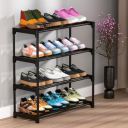 Magic.ly MAGICLY 4 Shelves Shoes Rack for Home Plastic, 4 Tier Shoe Rack with Shelf, Folding for Bedroom, Book Shelf, Footwear Stand (Black 4 TIRE)...