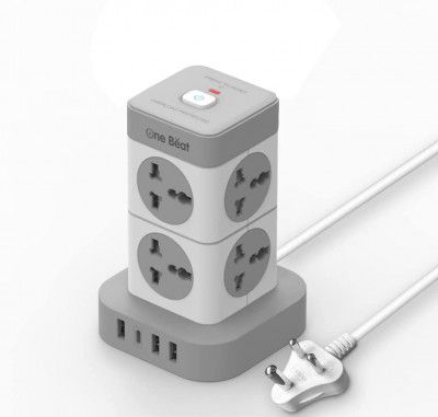 Magicwand OneBeat 12-in-1 Heavy Duty Extension Power Tower with 12 Power Outlets,3 USB-A & 1 USB-C Outlet & Surge Protection