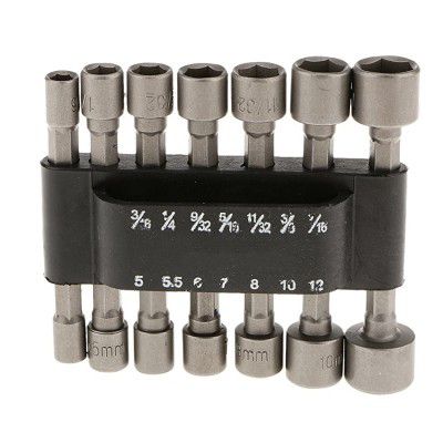 Magideal Steel 14x Power Nut Driver Drill Bit SAE Metric Socket Wrench Screw (1/4 Hex Shank)